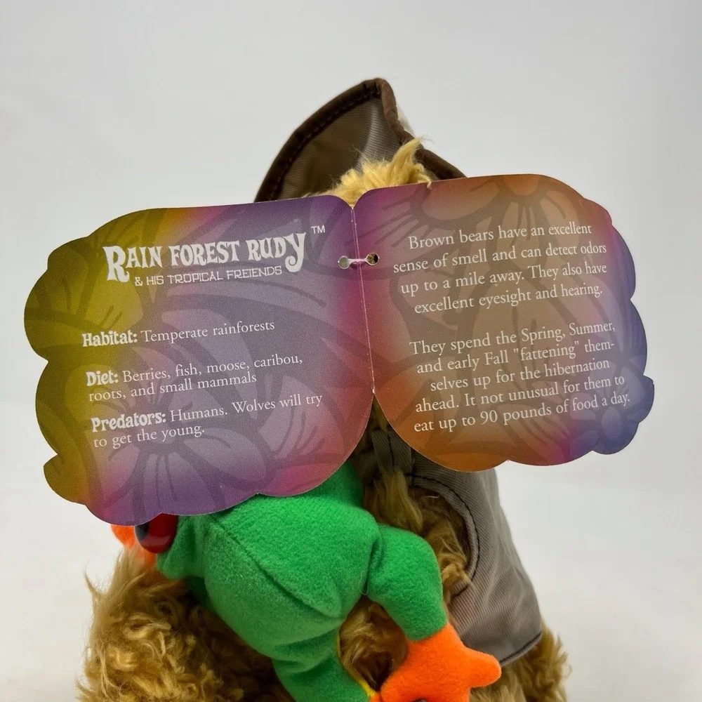 Vtg‎ Y2K Deadstock Rain Forest Rudy Teddy Bear Ranger Plush Stuffed Animal NWT